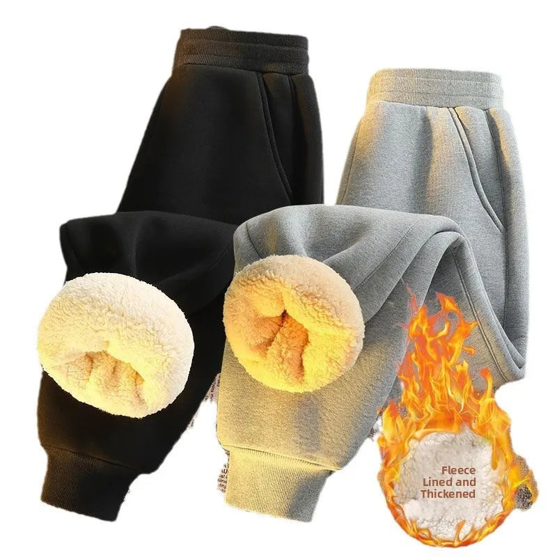 Thickened Lamb Velvet Winter Pants - Fleece Lined Windproof Trousers