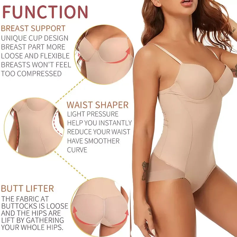 V-Neck Shapewear Bodysuit - Medium Control Tummy Shaper for Women