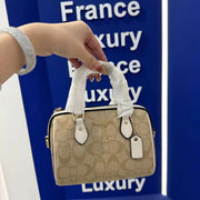 Genuine Leather Boston Bag Women Luxury Designer Handbag