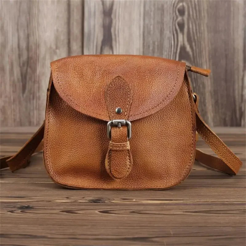 Genuine Cowhide Leather Flap Shoulder Bag - Vintage Crossbody Bag | OWNLUXE