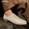 Women's Square Toe Low Heel Leather Flats | OWNLUXE