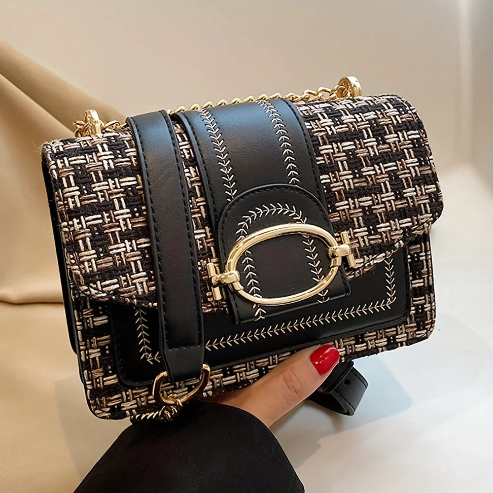 Chic Mini Plaid Tweed Crossbody Bag - Adjustable Strap Satchel | OWNLUXE