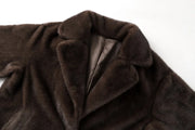Neo Mint Luxury Faux Mink Fur Coat - Women's Long Winter Overcoat with Crystal Hooks