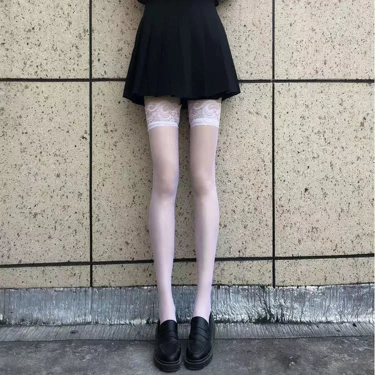 Red Lace Thigh-High Stockings | OWNLUXE