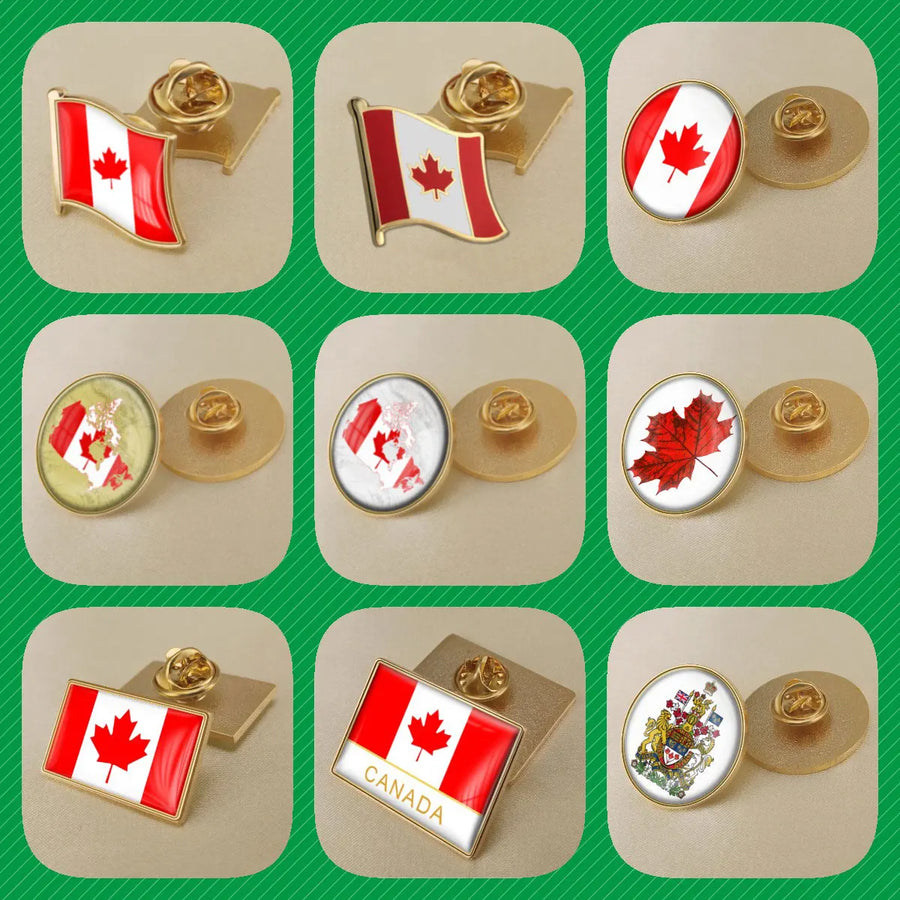 Canada Map Flag National Emblem Brooch - Lapel Pin Badge for Clothing & Official Use