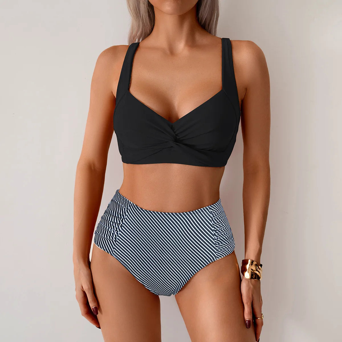 High-Waist Push-Up Blue Bikini Set | OWNLUXE