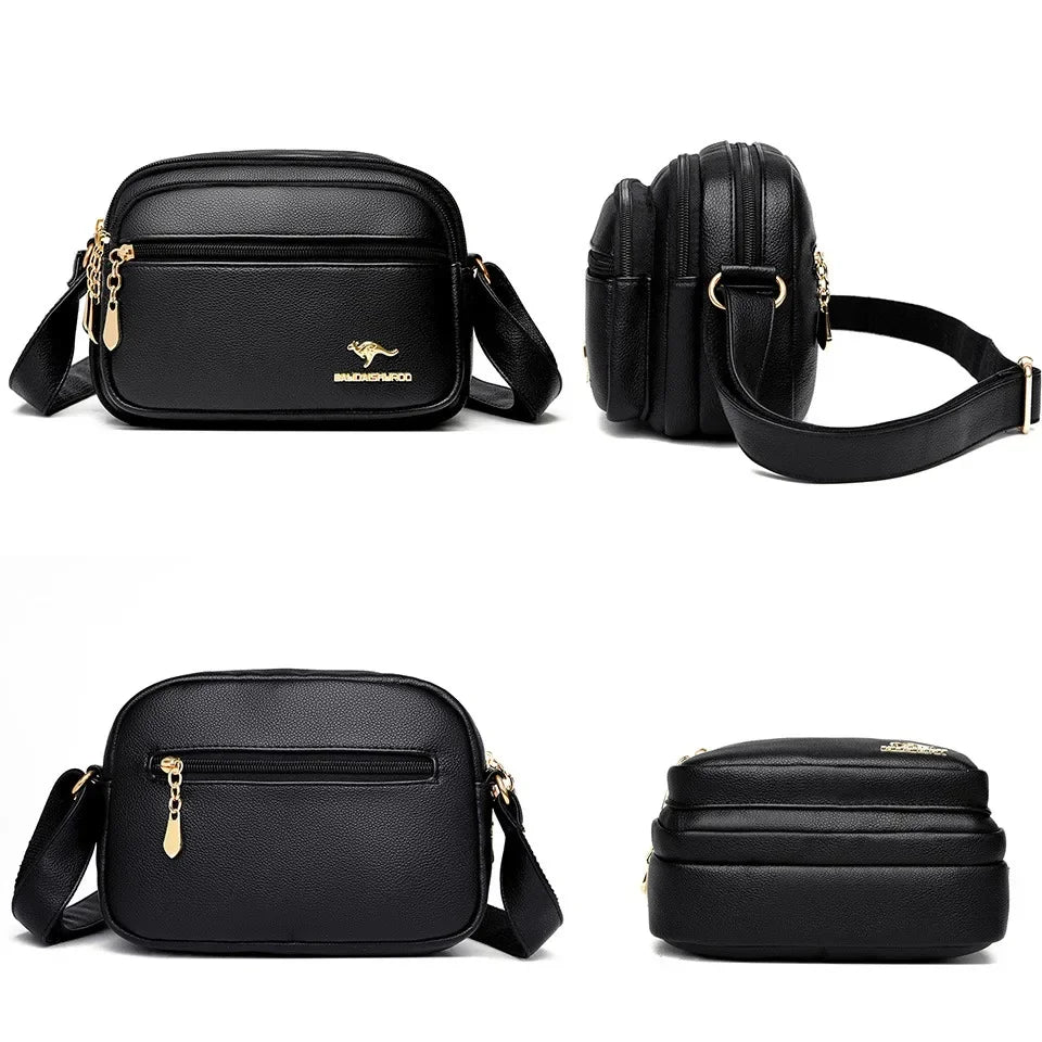 Multi-Pocket Soft Leather Crossbody Bag - Adjustable Shoulder Messenger | OWNLUXE