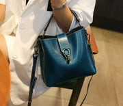 Spacious Cowhide Leather Bucket Bag | OWNLUXE