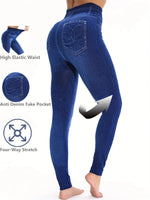 Load image into Gallery viewer, Flat Fashionable Tight Pants For Women Imitating Denim Legging Elastic Fitness And Yoga Pants Sexy Pencil Pants
