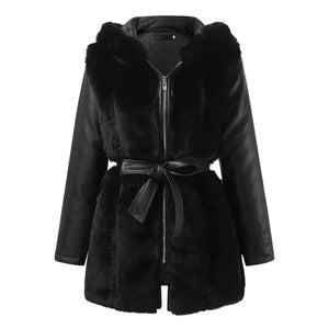 Women's Zip-Up Fleece Hoodie – Warm Plush Hooded Jacket with Pockets