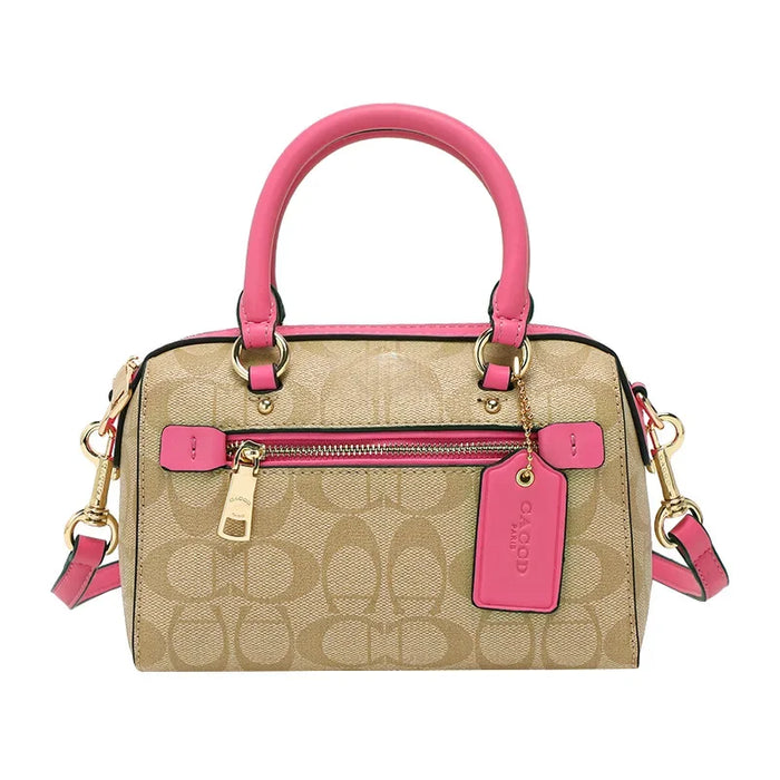 Genuine Leather Boston Bag Women Luxury Designer Handbag