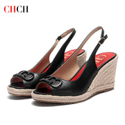 Women's Sandals Summer Wedge Fish Mouth High Heel Open | OWNLUXE