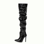 Over-the-Knee Winter High Heel Boots with Fleece Lining