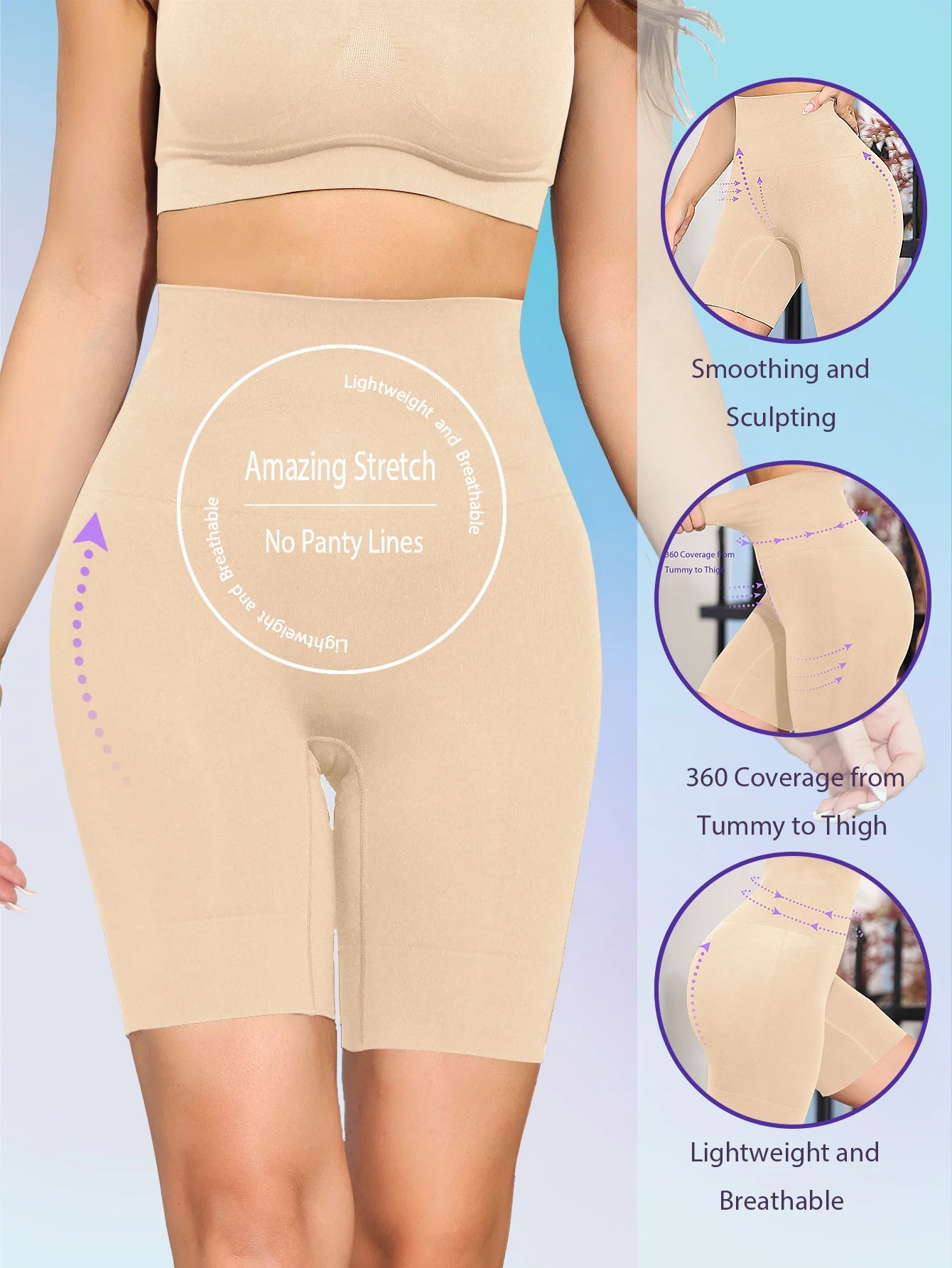 High Waist Butt Lifter Shapewear Panties - Tummy Control Boyshorts