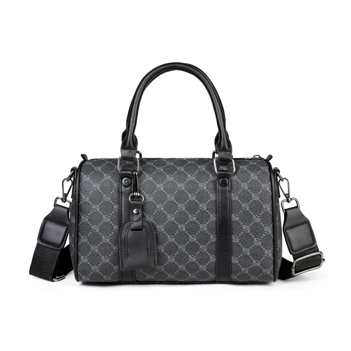 PU Leather Monogram Boston Bag | OWNLUXE