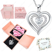 Heart Zircon Pendant Necklace – Comes in Rose Bow Gift Box | OWNLUXE