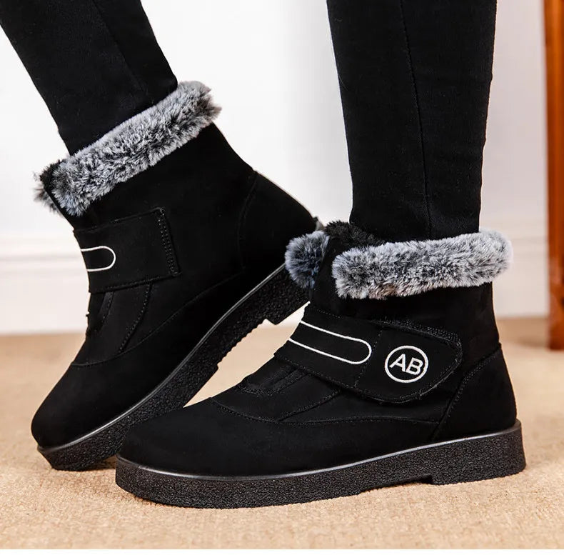 Warm Fur Ankle Boots - Women's Elegant Winter Snow Booties