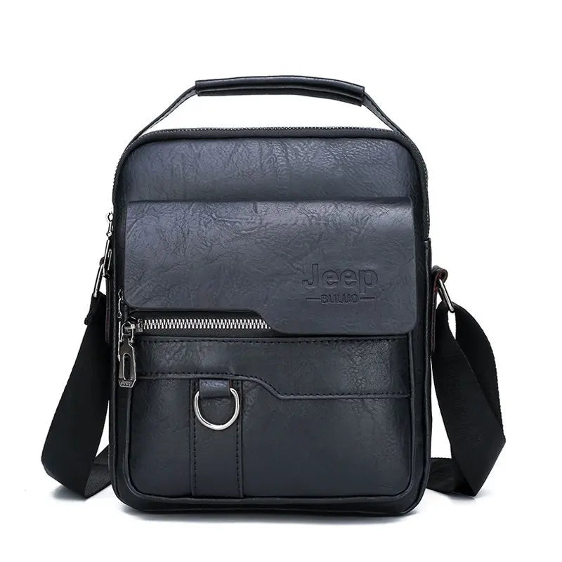 Men's Split Leather Crossbody Bag - Compact Envelope Style