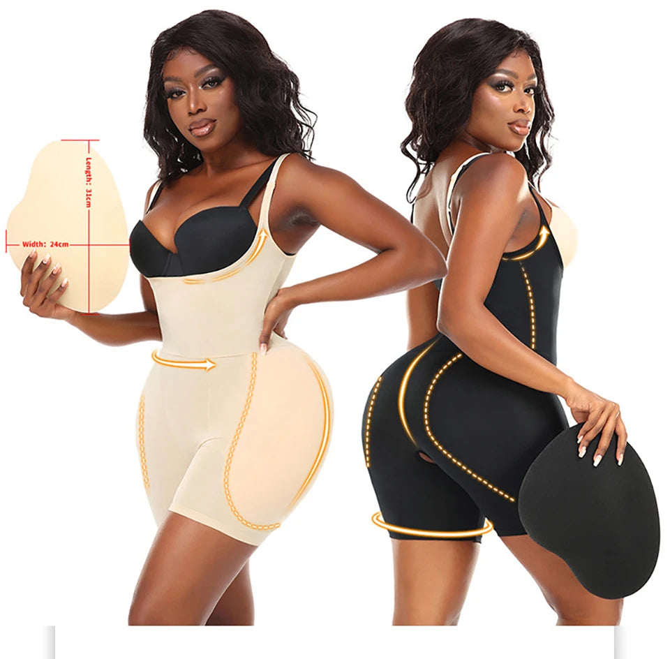 Butt Lifting Hourglass Shapewear Bodysuit with Hip Pads