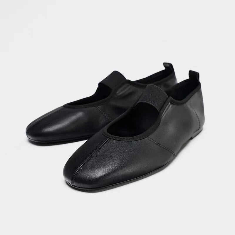 Round Toe Leather Comfortable Flat Accessory – Shop at OWNLUXE