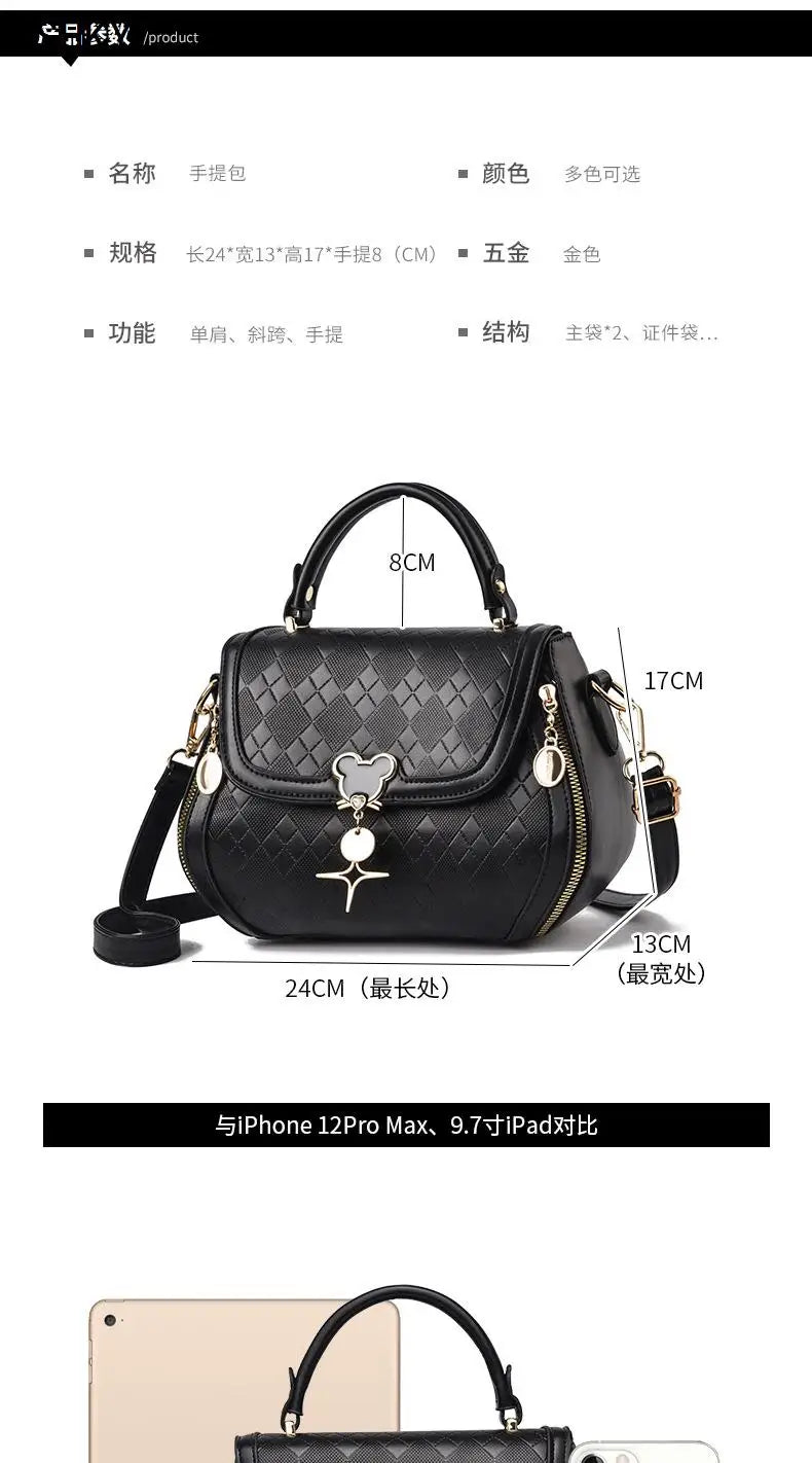 Genuine Leather Tote Bag - Bow Detail Bucket Bag
