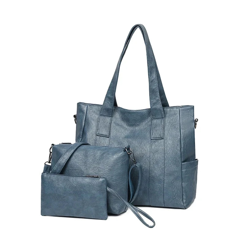 Vintage Shoulder Crossbody Bag – Soft PU Multi-Pocket Tote