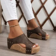 Women’s Thick Heel Platform Sandals – Roman Style Slides