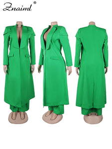 ✨ Women's Woven Office Set – Long Top, Wide-Leg Pants, High Waist | Ensemble bureau tissé pour femme – Haut long, pantalon large, taille haute ✨