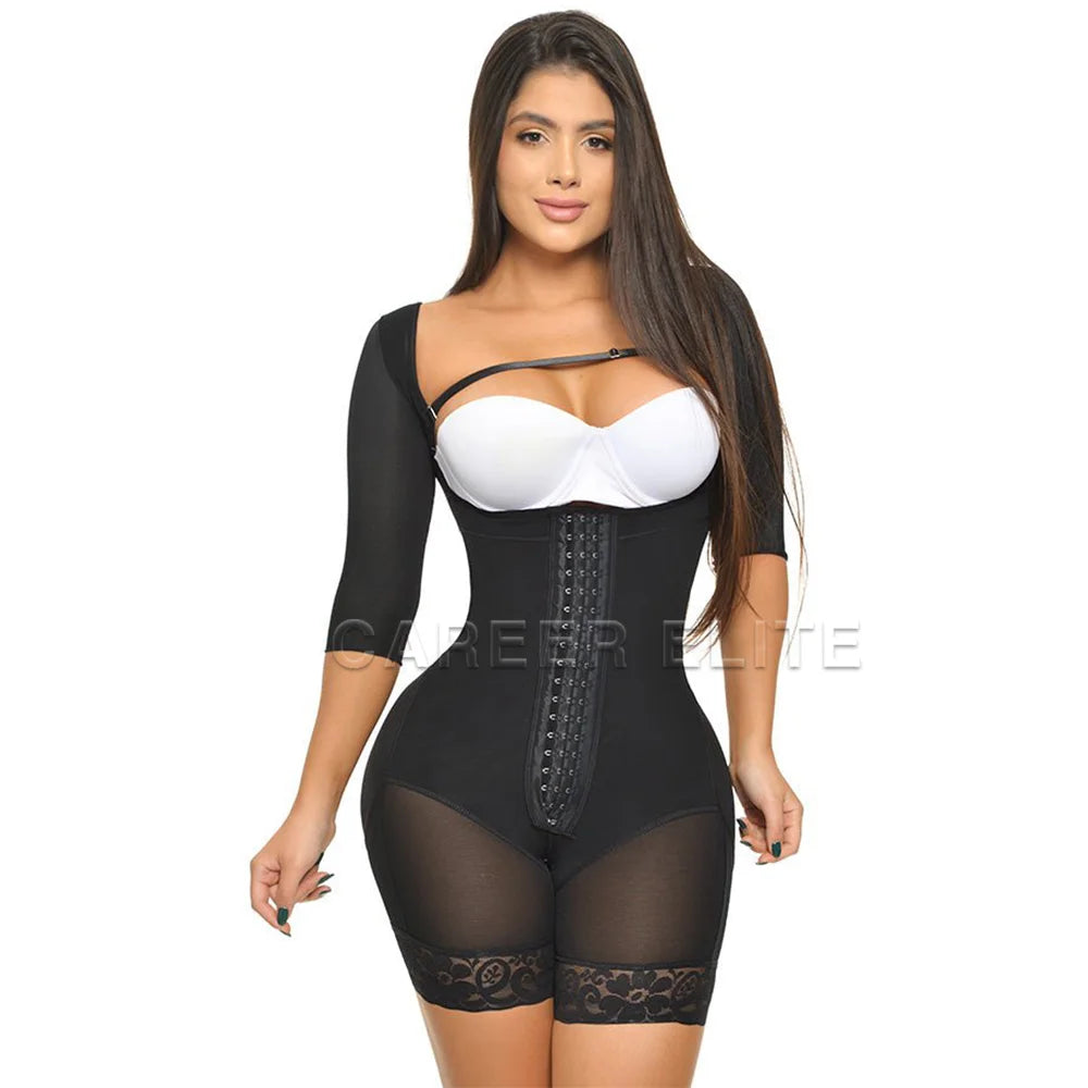 Seamless Shapewear Bodysuit with Sleeves & Support