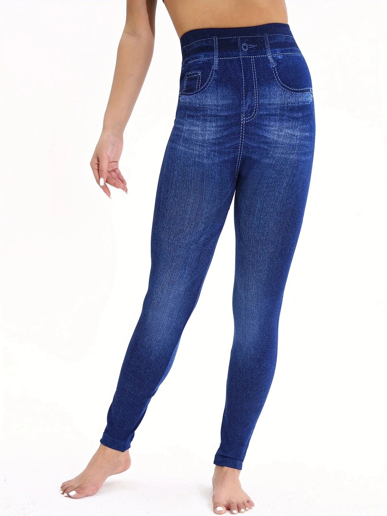 Flat Fashionable Tight Pants For Women Imitating Denim Legging Elastic Fitness And Yoga Pants Sexy Pencil Pants