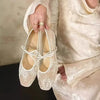 Women's Square Toe Lace Mesh Flats | OWNLUXE