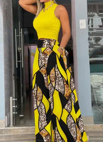 Load image into Gallery viewer, Women’s Printed Two-Piece Set – Sleeveless Top &amp; Wide-Leg Pants
