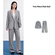 Women's Two Piece Jacket (Beige Pant Suit) | OWNLUXE
