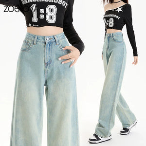 Vintage-Washed High-Waisted Jeans – Bold, Baggy & On-Trend | Jean Taille Haute Délavé – Ample, Audacieux et Tendance
