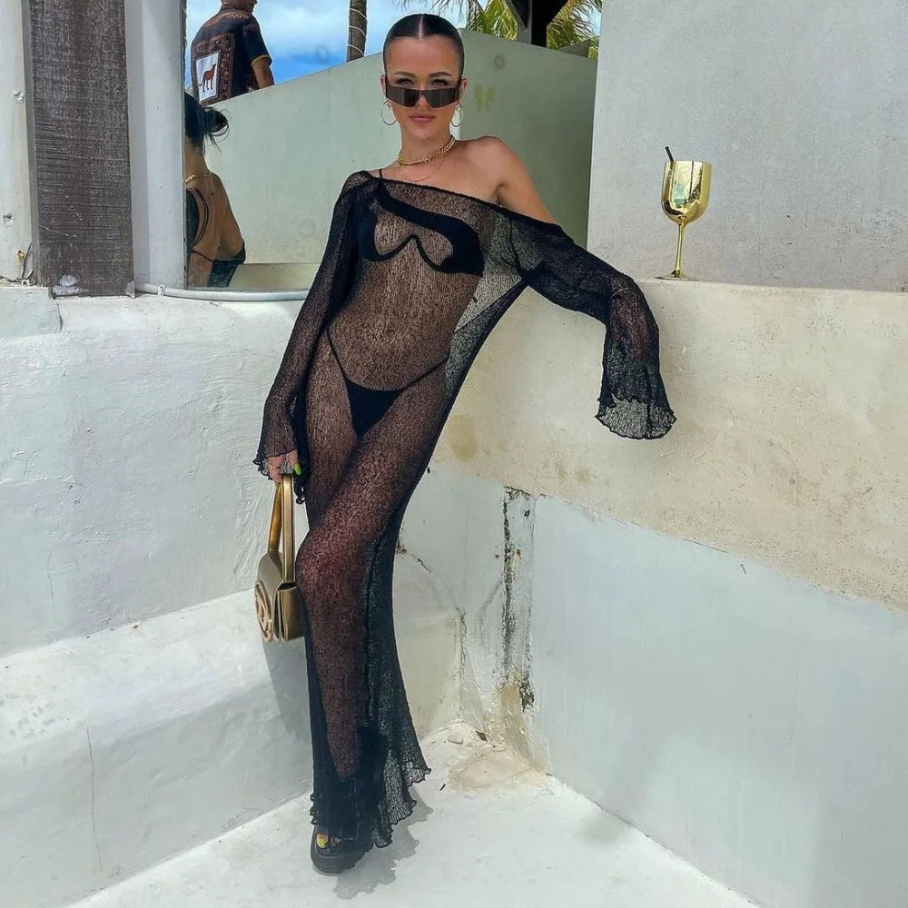 Women's Swim Cover-Up (Long-Black) | OWNLUXE