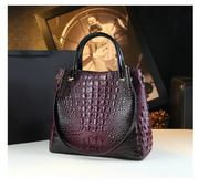 Genuine Leather Crocodile Print Tote - 2025 Trend Bucket Bag