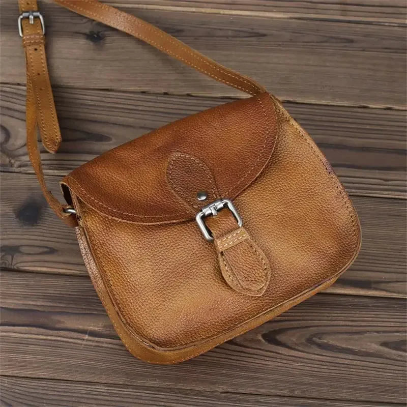 Genuine Cowhide Leather Flap Shoulder Bag - Vintage Crossbody Bag | OWNLUXE
