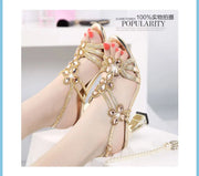 Summer Rhinestone Gladiator Sandals – High Heel Party Shoes