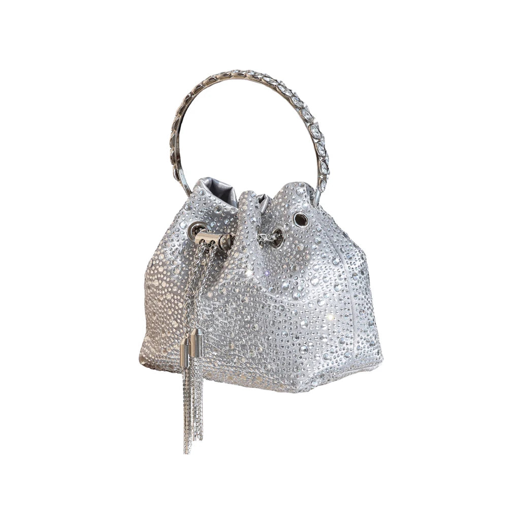 Crystal Bucket Evening Bag (Green Pink) | OWNLUXE