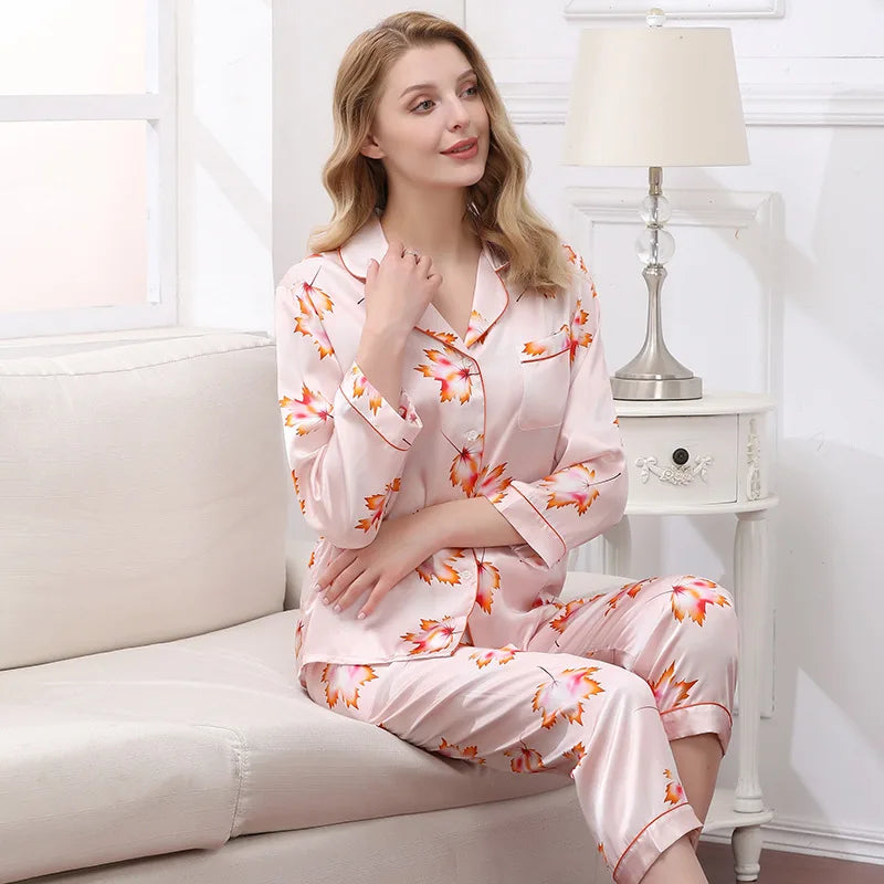 Two-Piece Satin Pajama Set (Pink Purple) – Shop at OWNLUXE