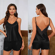 Two-Piece Backless Satin Pajama Set – Shop at OWNLUXE