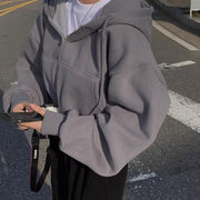 Hooded Zip-Up Long-Sleeve Cropped Jacket | OWNLUXE