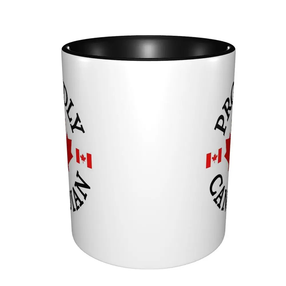 Proudly Canadian Maple Leaf & Flag Mug - Ceramic Coffee Cup Gift