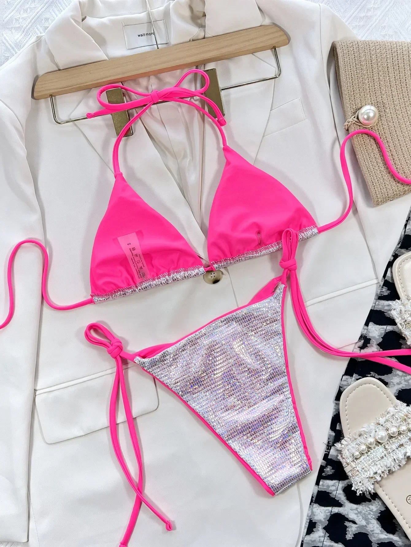 Shimmer Triangle Bikini Set – Low-Rise Two-Piece