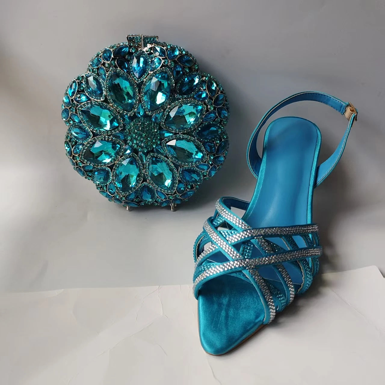 Crystal Sandals and Clutch Bag Set – Rhinestone Party Heels