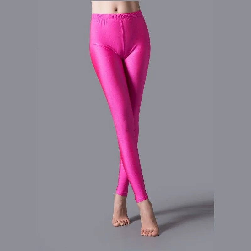 Skinny Extended-Size Shiny Yoga Leggings | OWNLUXE