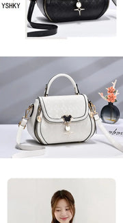Genuine Leather Tote Bag - Bow Detail Bucket Bag