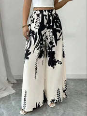 2025 Women's Printed Casual Trousers - Lace-Up Waist Slim Fit