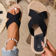 Hemp Rope Summer Slides - Women's Casual Lightweight Sandals
