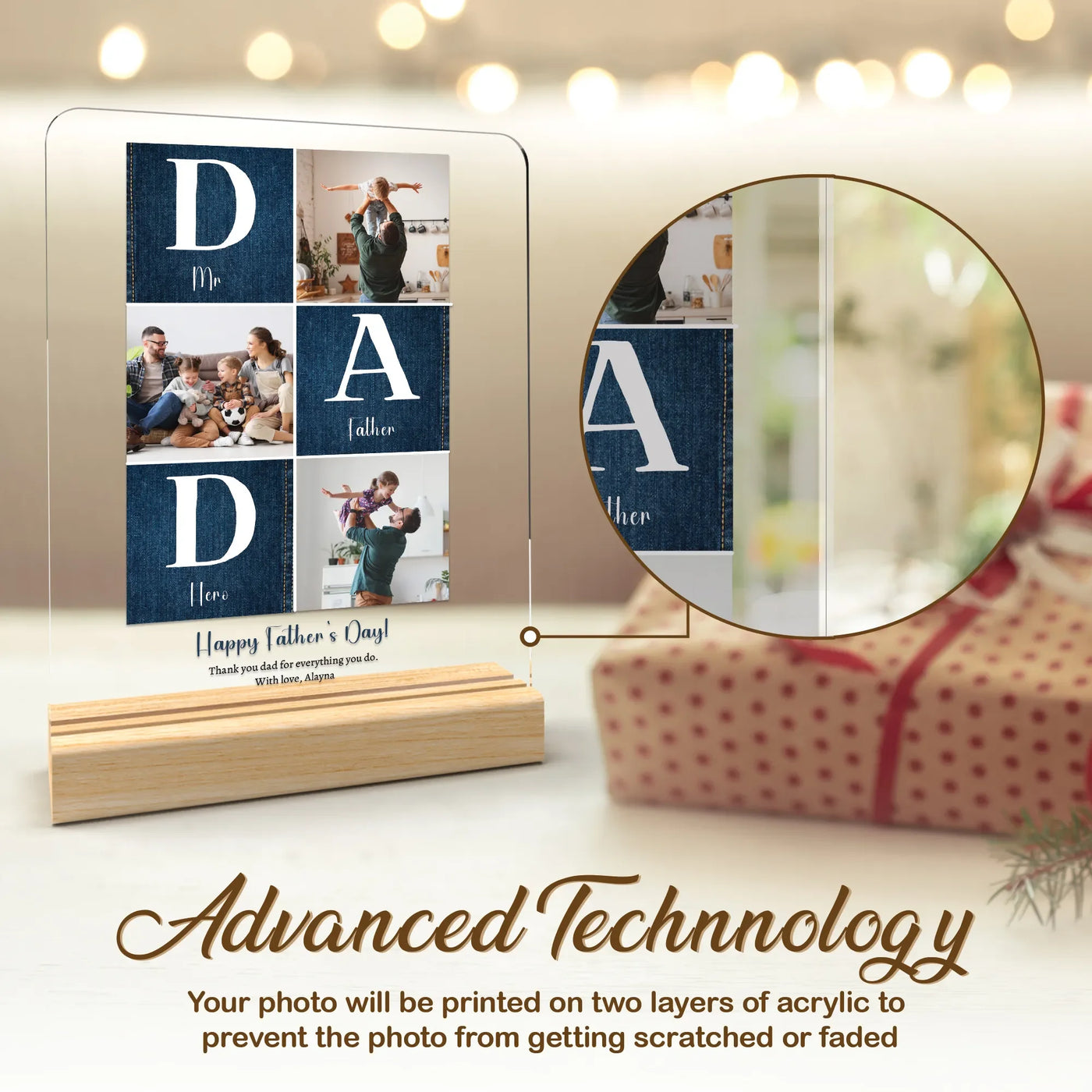 Father’s Day Acrylic Photo Frame – Clear Modern Keepsake